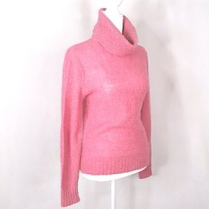 VINTAGE Boucle Knit Slim Fit Cowl Neck Sweater S-M Pink